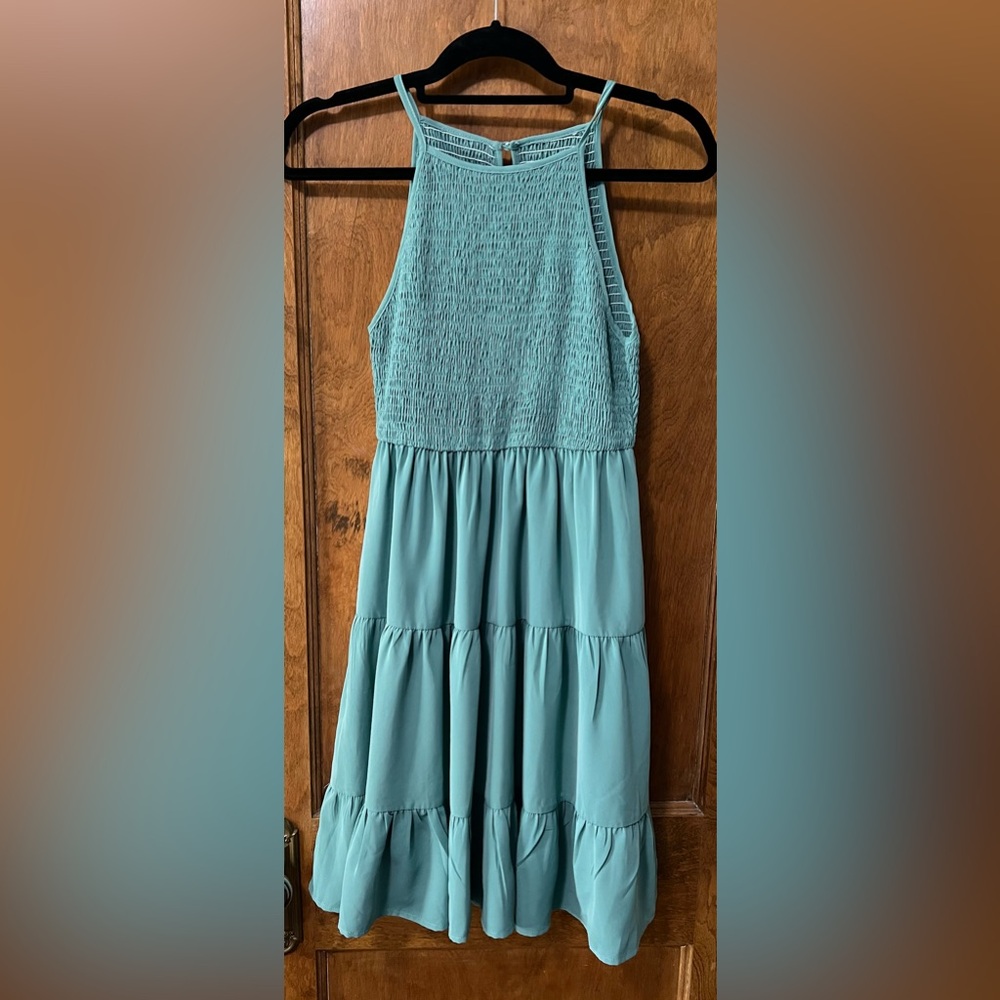 Teal Smocked-top Sleeveless Dress